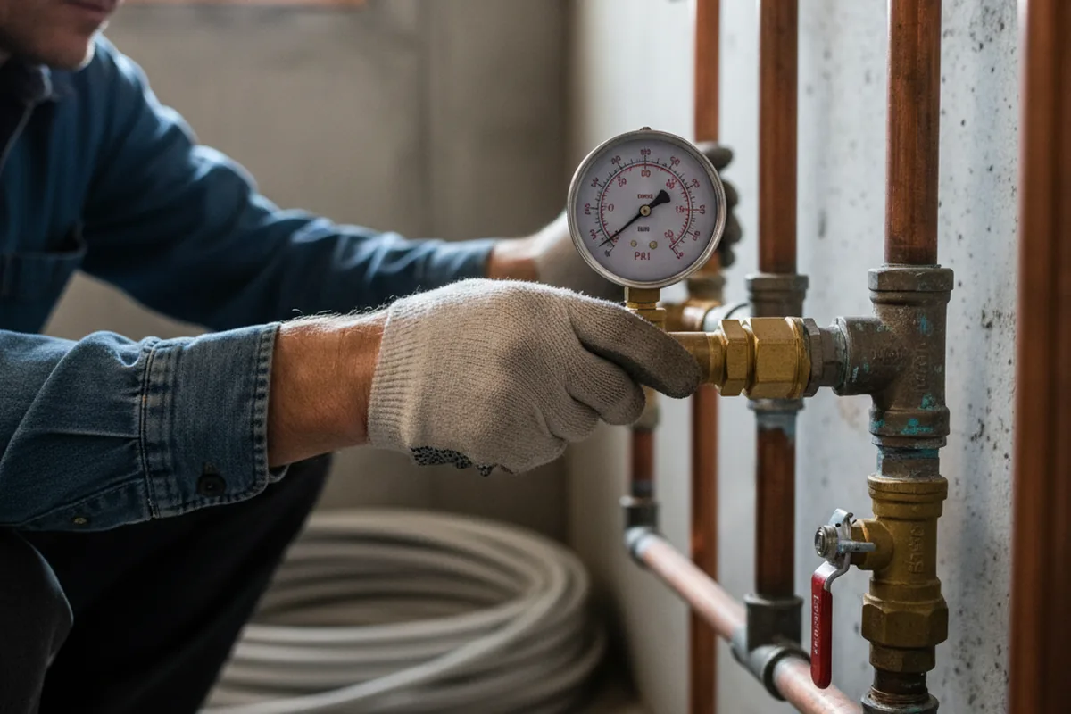 Pressure testing a repaired line during Water Line Repair in Eldora